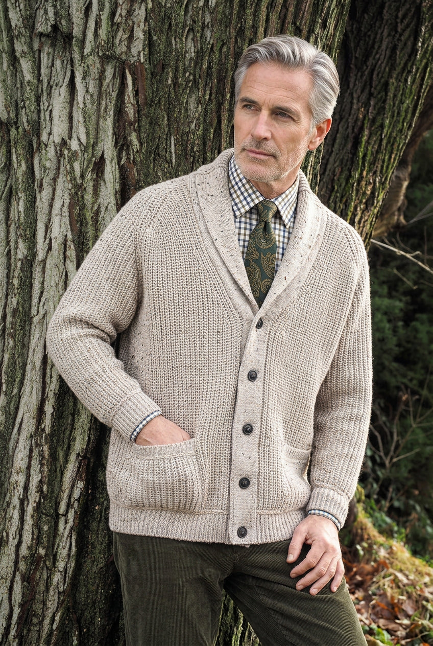 Aran Crafts - stickad Cardigan i merinoull